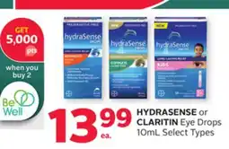 Rexall HYDRASENSE or CLARITIN Eye Drops offer