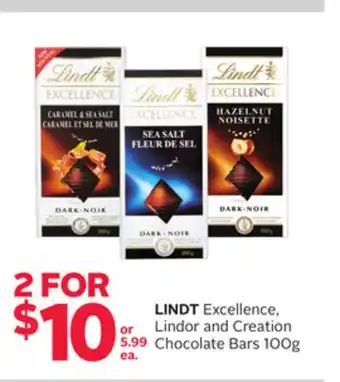 Rexall LINDT Excellence, Lindor and Creation Chocolate Bars offer