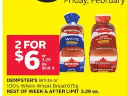 Rexall DEMPSTER'S White or 100% Whole Wheat Bread 675g offer