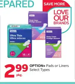 Rexall OPTION+ Pads or Liners offer