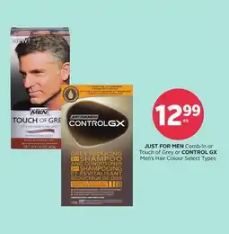 Rexall JUST FOR MEN Comb-In or Touch of Grey or CONTROL GX Men's Hair Colour offer