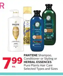 Rexall PANTENE Shampoo, Conditioner or Styling or HERBAL ESSENCES Pure Plants Hair Care offer