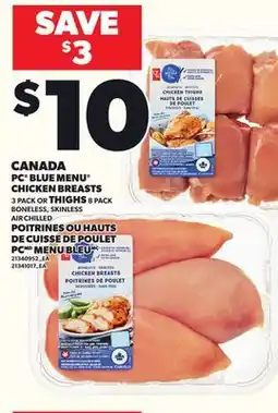 Independent City Market PC BLUE MENU CHICKEN BREASTS, 3 PACK OR THIGHS 8 PACK offer