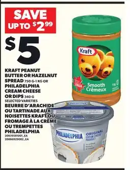 Independent City Market KRAFT PEANUT BUTTER OR HAZELNUT, SPREAD 750 G-1 KG OR PHILADELPHIA CREAM CHEESE OR DIPS, 340 G offer