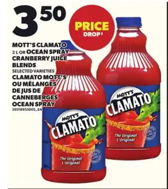 Independent City Market MOTT'S CLAMATO, 2 L, OCEAN SPRAY CRANBERRY JUICE BLENDS offer