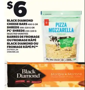 Independent City Market BLACK DIAMOND CHEESE BARS, 400 G OR SHREDS, 300-320 G OR PC SHREDS, 250-320 G offer