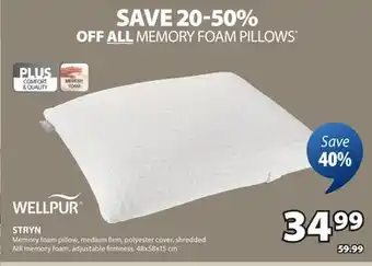 JYSK Stryn Memory Foam Pillow offer