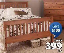 JYSK PORTMAN Bed frame, mission style, includes slats, solid pine, coffee stained finish offer