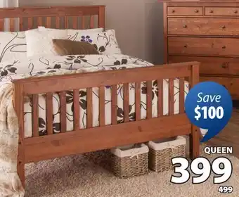 JYSK PORTMAN Bed frame, mission style, includes slats, solid pine, coffee stained finish offer