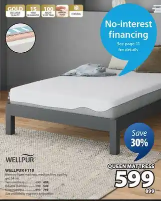 JYSK WELLPUR F110 QUEEN MATTRESS offer