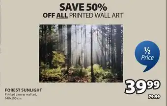 JYSK FOREST SUNLIGHT Printed canvas wall art offer