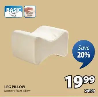 JYSK LEG PILLOW Memory foam pillow offer