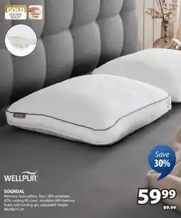 JYSK WELLPUR SOGNDAL Memory foam pillow offer