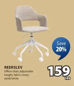 JYSK Reerslev Office chair, adjustable height, fabric cover, sand/white offer