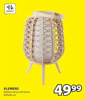 JYSK KLEMENS Battery lamp with timer offer