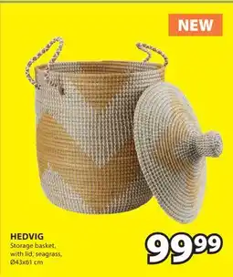 JYSK HEDVIG Storage basket, with lid, seagrass offer