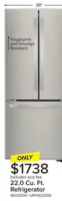 Leon's LG 30 Smudge Resistant Stainless Steel French Door Refrigerator (22 cu. ft.) - LRFNS2200S offer