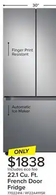 Leon's Samsung Stainless Steel French Door Refrigerator (22.1 cu.ft.) - RF22A4111SR/AA offer