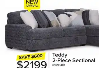 Leon's Teddy 2-Piece Sectional with Right-Facing Chaise-Grey offer