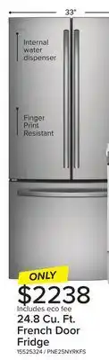 Leon's GE Profile Fingerprint Resistant Stainless 33 French Door Refrigerator (24.8 cu ft)- PNE25NYRKFS offer