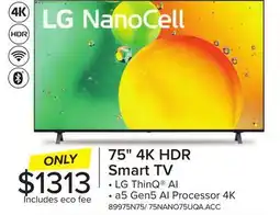 Leon's LG 75 4K NANO75 LED TruMotion 120 Smart TV with ThinQ AI - 75NANO75UQA offer