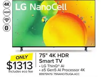 Leon's LG 75 4K NANO75 LED TruMotion 120 Smart TV with ThinQ AI - 75NANO75UQA offer