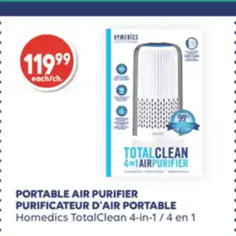 Wellwise by Shoppers Homedics TotalClean 4 en 1 PURIFICATEUR D'AIR PORTABLE offer