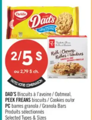 Pharmaprix DAD'S Oatmeal, PEEK FREANS Cookies or PC Granola Bars Produits offer