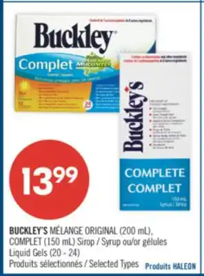 Pharmaprix BUCKLEY'S ORIGINAL (200 mL), COMPLET (150 mL) Syrup or Liquid Gels (20 - 24) offer