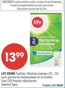 Pharmaprix LIFE BRAND Nicotine Lozenges (20-24) or Gum offer