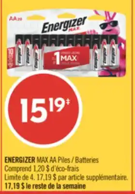 Pharmaprix ENERGIZER MAX AA Batteries offer