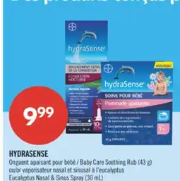 Pharmaprix HYDRASENSE Baby Care Soothing Rub (43 g) or Eucalyptus Nasal & Sinus Spray (30 ml) offer