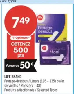 Pharmaprix LIFE BRAND Liners (105 - 135) or Pads (27 - 48) offer