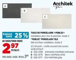 BMR TUILE DE PORCELAINE PUBLIC offer