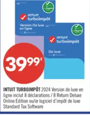 Pharmaprix INTUIT TURBOIMPÔT 2024 8 Return Deluxe Online Edition Standard Tax Software offer