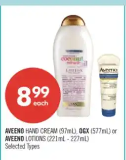 Shoppers Drug Mart AVEENO HAND CREAM (97mL), OGX (577mL) or AVEENO LOTIONS (221mL - 227mL) offer