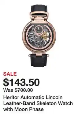 TSC Stores Heritor Automatic Lincoln Leather-Band Skeleton Watch with Moon Phase offer