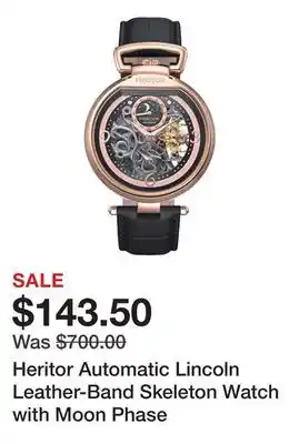 TSC Stores Heritor Automatic Lincoln Leather-Band Skeleton Watch with Moon Phase offer