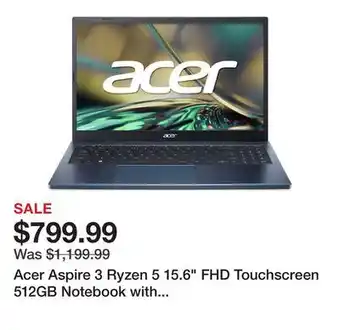 TSC Stores Acer Aspire 3 Ryzen 5 15.6 FHD Touchscreen 512GB Notebook with Windows Productivity Suite offer