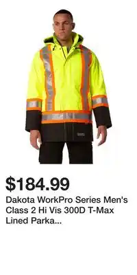 Mark's Dakota WorkPro Series Men's Class 2 Hi Vis 300D T-Max Lined Parka Jacket offer