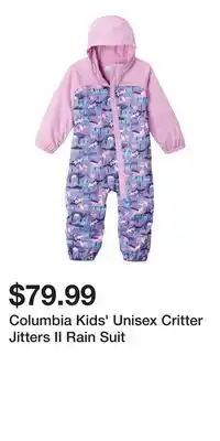 Mark's Columbia Kids' Unisex Critter Jitters II Rain Suit offer