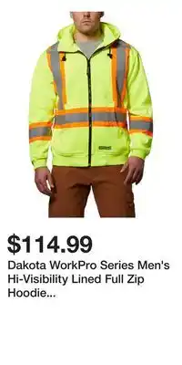 Mark's Dakota WorkPro Series Men's Hi-Visibility Lined Full Zip Hoodie Sweatshirt offer