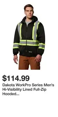 Mark's Dakota WorkPro Series Men's Hi-Visibility Lined Full-Zip Hooded Sweatshirt - Black offer