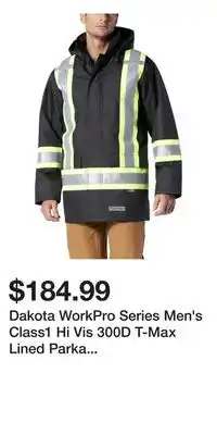 Mark's Dakota WorkPro Series Men's Class1 Hi Vis 300D T-Max Lined Parka Jacket - Black offer