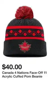 Sport Chek Canada 4 Nations Face-Off 11 Acrylic Cuffed Pom Beanie offer