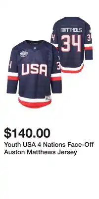 Sport Chek Youth USA 4 Nations Face-Off Auston Matthews Jersey offer