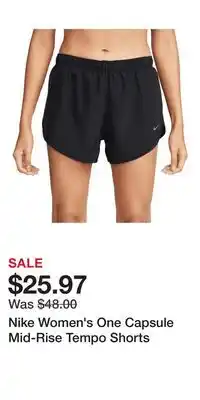 Sport Chek Nike Women's One Capsule Mid-Rise Tempo Shorts offer