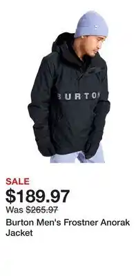 Sport Chek Burton Men's Frostner Anorak Jacket offer