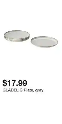 IKEA GLADELIG Plate, gray offer