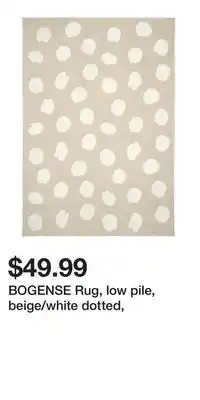 IKEA BOGENSE Rug, low pile, beige/white dotted offer